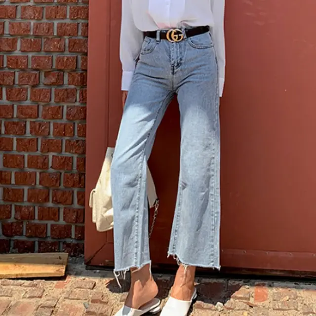Blue Student Denim Wide Leg Pants Blue - Shop at LoveMi
