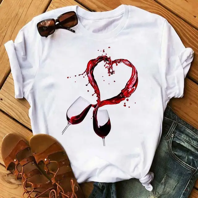 Short Sleeve T Shirt Fashion High Heels Print C - Shop at LoveMi