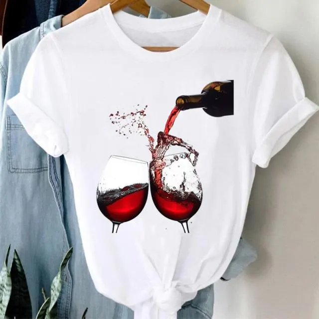Short Sleeve T Shirt Fashion High Heels Print - Shop at LoveMi