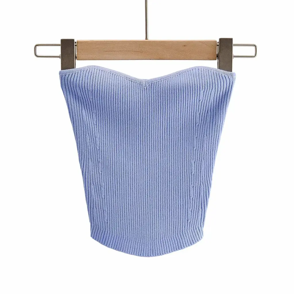 In Summer Wear A Stretch Knit Wrap Chest - Blue