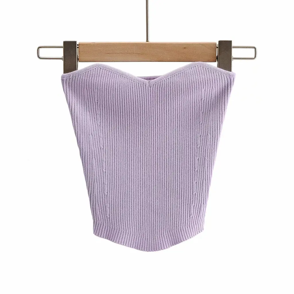 In Summer Wear A Stretch Knit Wrap Chest - Purple