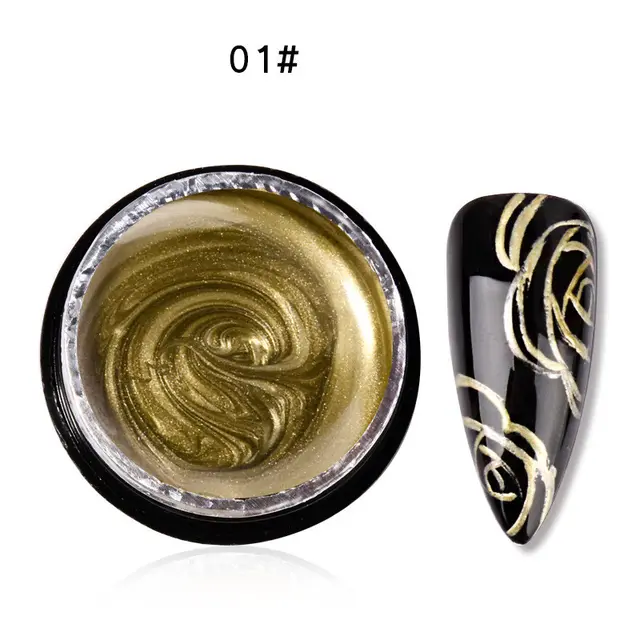 Metal Glue Phototherapy Nail Polish Glue Mirror Gold And Silver Color Painted Edge Hook Line - Shop at LoveMi