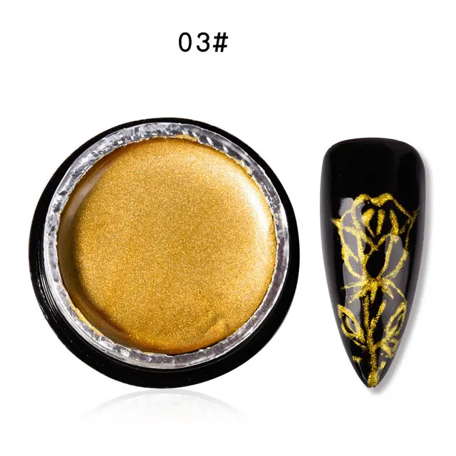 Metal Glue Phototherapy Nail Polish Glue Mirror Gold And Silver Color Painted Edge Hook Line - Shop at LoveMi