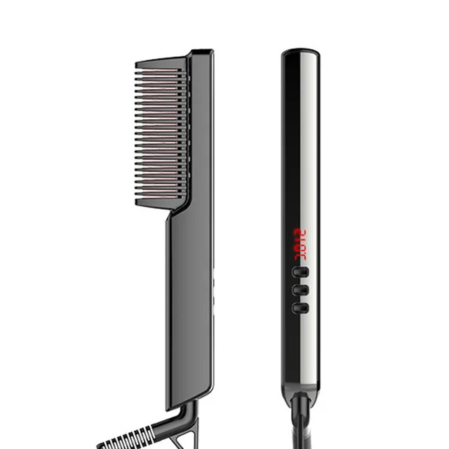 LED Display Anion Straight Hair Comb Black - Shop at LoveMi