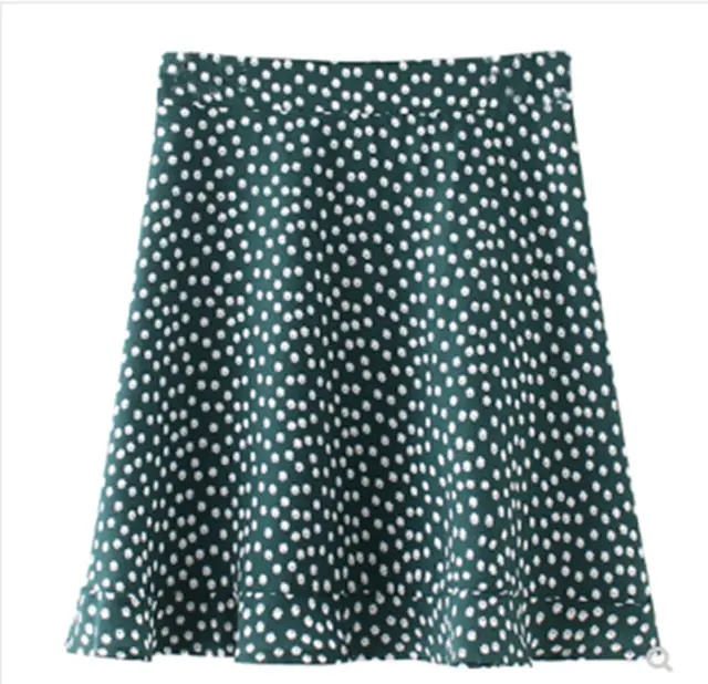 Floral Skirt Female A line Skirt Holiday Style High Waist Green - Shop at LoveMi