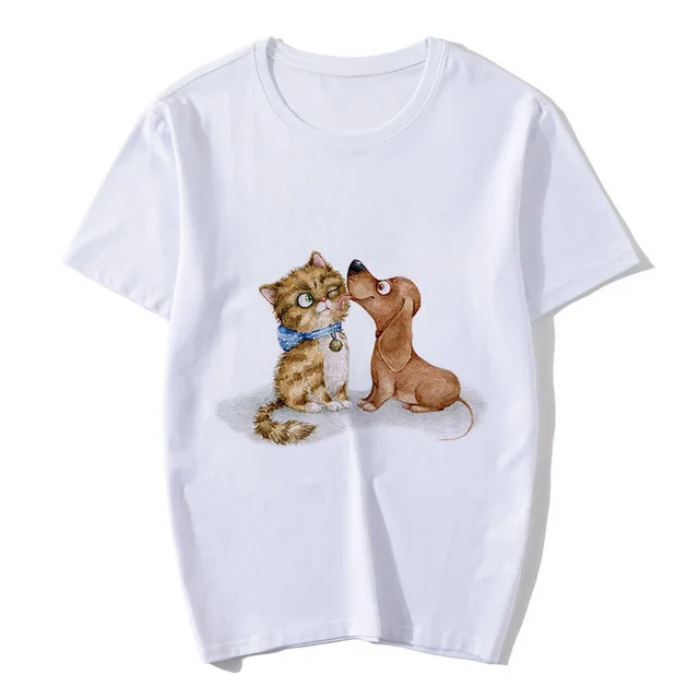 Cute Cartoon Animal Print Short Sleeve T Shirt For Lovers - Shop at LoveMi