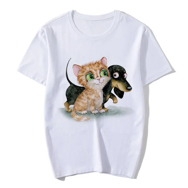 Cute Cartoon Animal Print Short Sleeve T Shirt For Lovers I - Shop at LoveMi