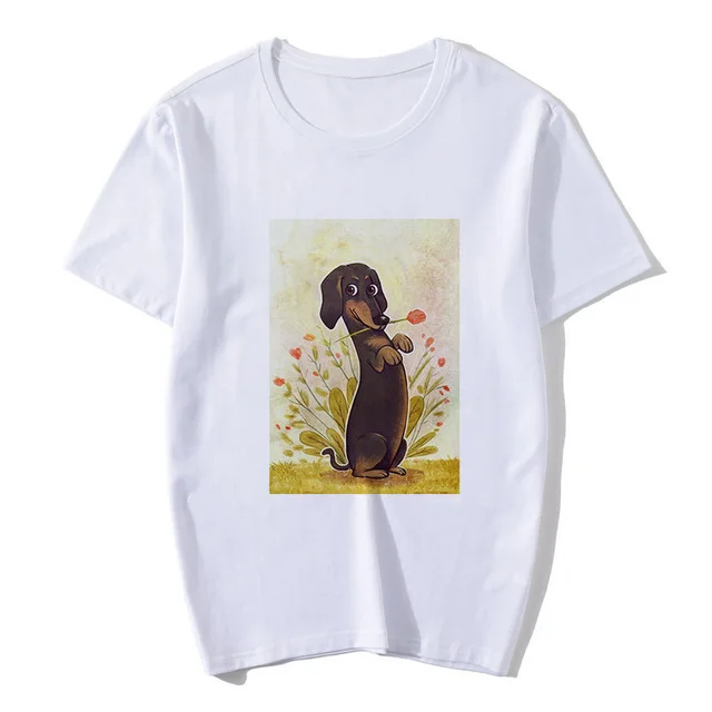 Cute Cartoon Animal Print Short Sleeve T Shirt For Lovers J - Shop at LoveMi