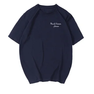 Loose Cotton All-Match Trend Fashion Short Sleeves - Navy Blue