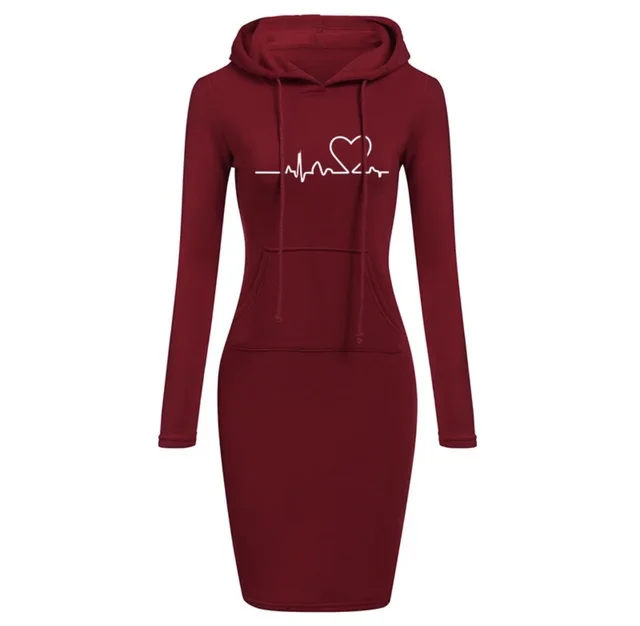 Autumn Winter Women Hoodies Sweatshirts Long sleeved Dress Red - Shop at LoveMi