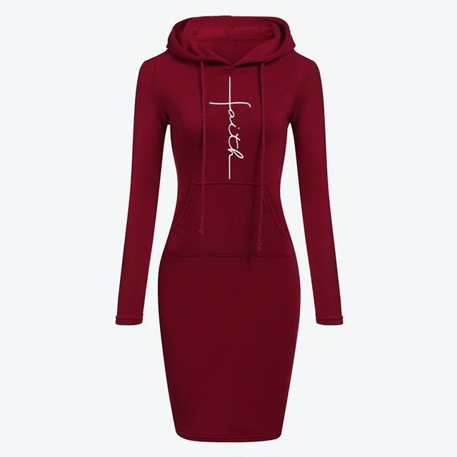 Autumn Winter Women Hoodies Sweatshirts Long sleeved Dress Red - Shop at LoveMi
