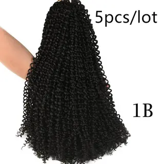 Passion Twist Crochet Braids Spring Twist Hair Extensions - Black5Pcs