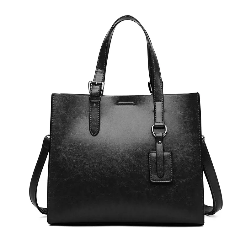 Fashion Pu Leather Solid Color Ladies Handbag Black - Shop at LoveMi
