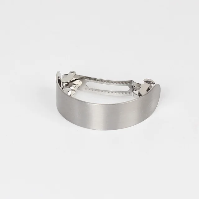 Brushed Metal Curved Spring Clip Ponytail Hairpin Silver - Shop at LoveMi