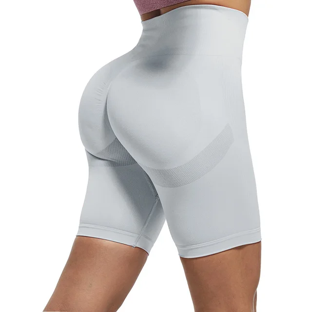Quick Drying Clothes Running Fitness Five Point Leggings Light Grey - Shop at LoveMi
