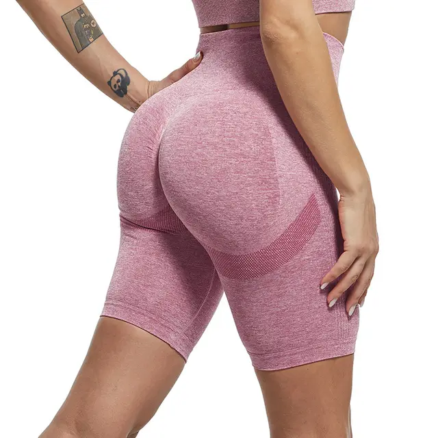 Quick Drying Clothes Running Fitness Five Point Leggings Pink - Shop at LoveMi
