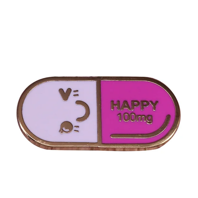 Happy Capsule Creative Medicine Pin Pink - Shop at LoveMi