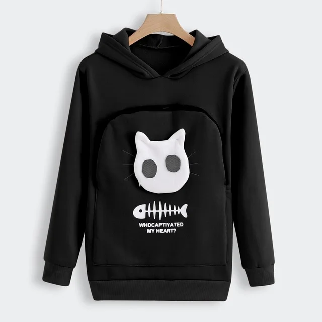 Cat Lovers Hoodie Kangaroo Dog Pet Paw Pullove Black - Shop at LoveMi