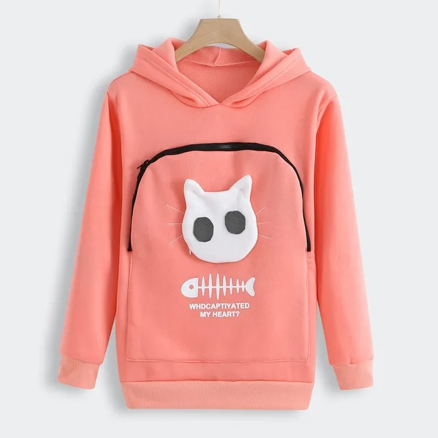 Cat Lovers Hoodie Kangaroo Dog Pet Paw Pullove Pink - Shop at LoveMi