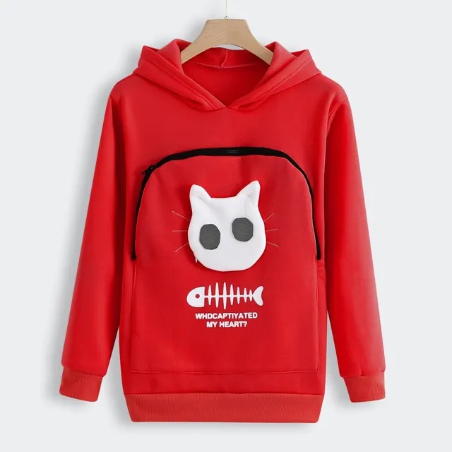 Cat Lovers Hoodie Kangaroo Dog Pet Paw Pullove Red - Shop at LoveMi