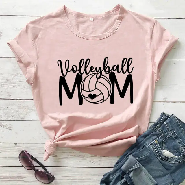 Volleyball Mom Short sleeved T shirt With Patterns 02Pink - Shop at LoveMi