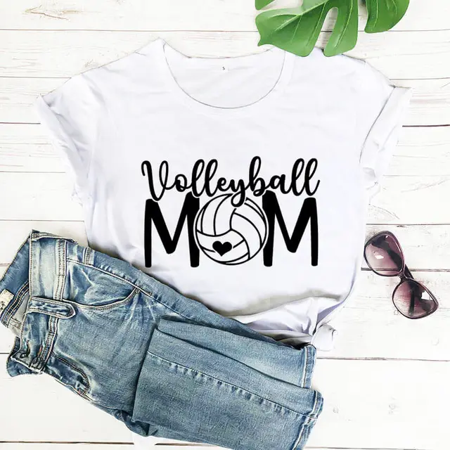 Volleyball Mom Short sleeved T shirt With Patterns White - Shop at LoveMi
