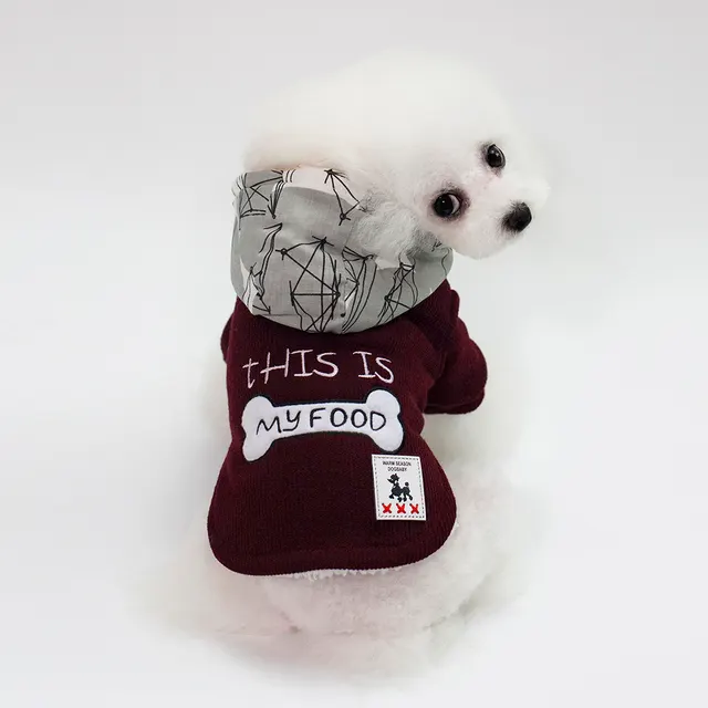 Thickened Warm, Hooded, Padded Clothes For Pets Wine Red - Shop at LoveMi