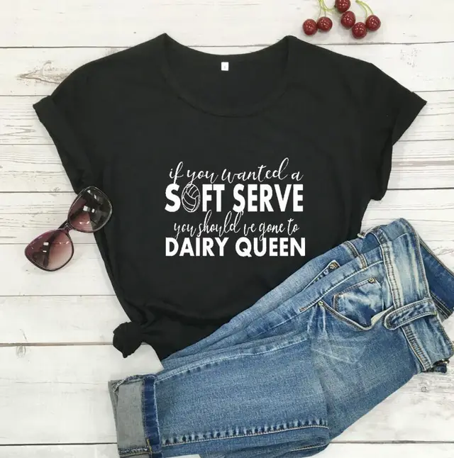 T shirt If You Wanted A Soft Serve Men's and Women's Letter Short Sleeve Black - Shop at LoveMi