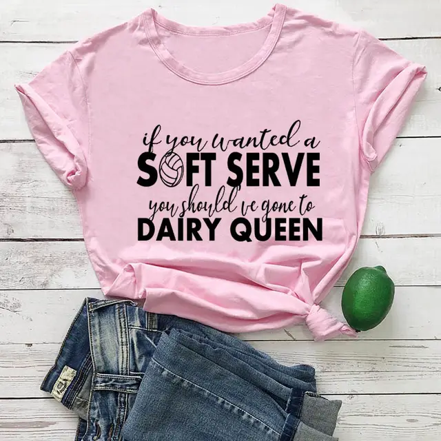 T shirt If You Wanted A Soft Serve Men's and Women's Letter Short Sleeve Pink - Shop at LoveMi