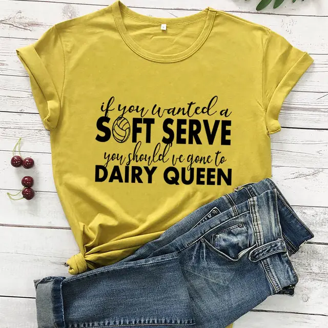 T shirt If You Wanted A Soft Serve Men's and Women's Letter Short Sleeve Yellow - Shop at LoveMi