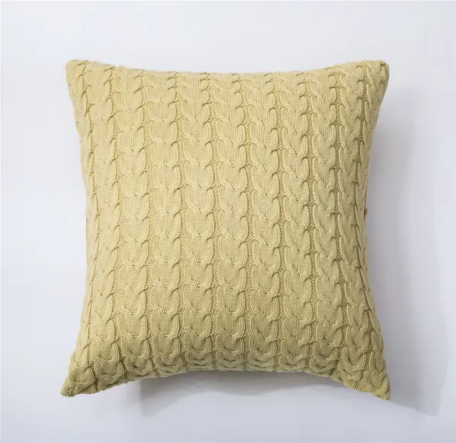 Double Twist Button Knitted Pillowcase Without Core Khaki - Shop at LoveMi