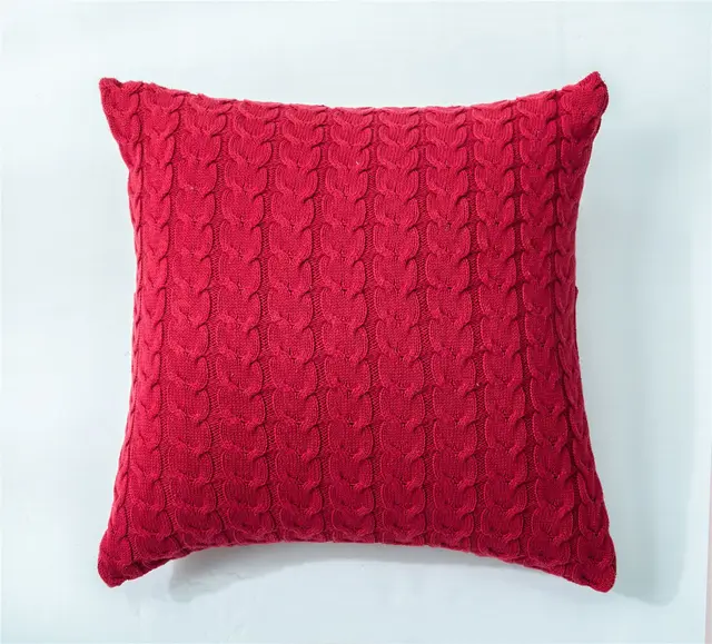 Double Twist Button Knitted Pillowcase Without Core Wine Red - Shop at LoveMi