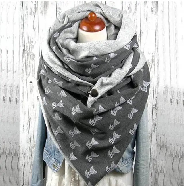 Winter Lady Scarf Print Wrap Warm Scarves Shawls Neckerchief Grey - Shop at LoveMi