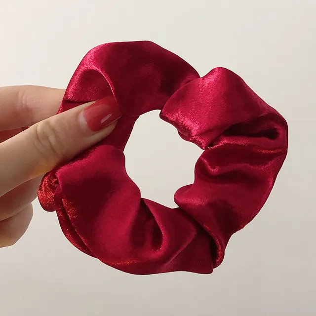 French Retro Gentle Temperament Horsetail Hair Rope Wine Red - Shop at LoveMi