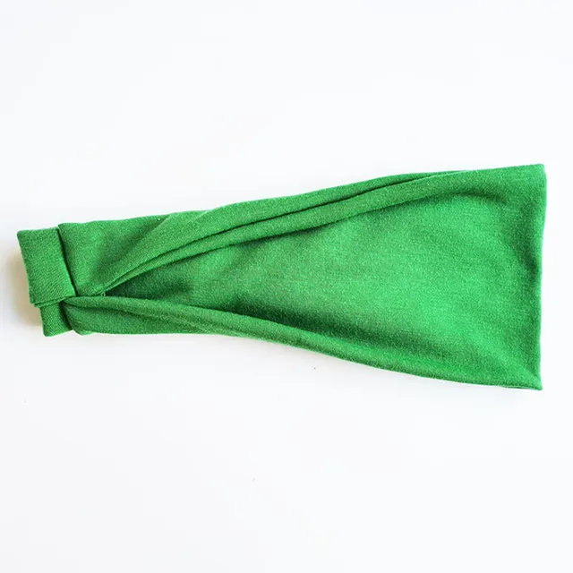 Cotton Foldable Drawstring Elastic Fabric Half fold Sports Turban Wide sided Headband Green - Shop at LoveMi