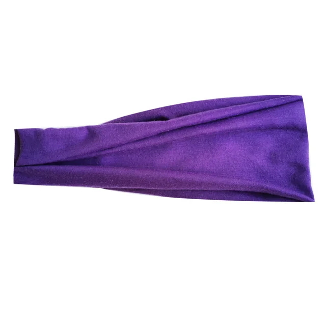 Cotton Foldable Drawstring Elastic Fabric Half fold Sports Turban Wide sided Headband Purple - Shop at LoveMi