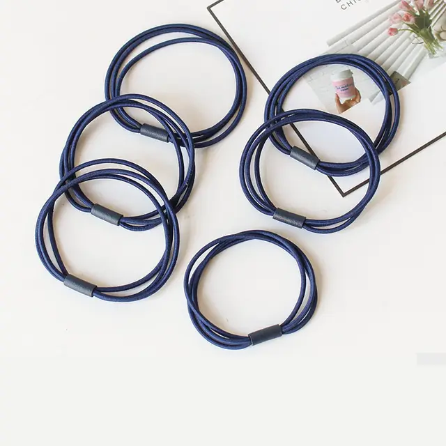 High Elastic Hair Ring Three in one Connection Cord Navy Blue - Shop at LoveMi