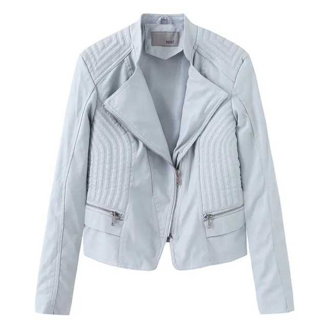 Women's Leather Jacket, Women's Leather Jacket, Slim Small Coat Sky Blue - Shop at LoveMi