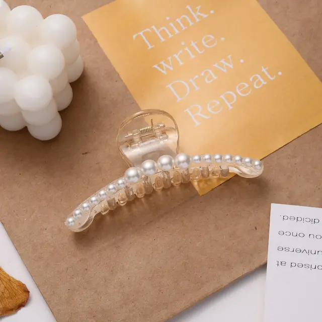 Pearl Hairpin Side Clip Girl Back Head Grasping Hair Clip Headdress Female White - Shop at LoveMi