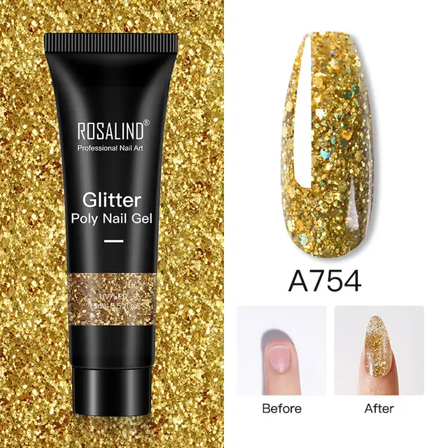 Glitter Poly Nail Gel Extension 15ml Gel Polish All For Manicure Poly Builder Gel Semi Permanent Soak Off Nail Art - Shop at LoveMi