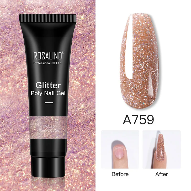 Glitter Poly Nail Gel Extension 15ml Gel Polish All For Manicure Poly Builder Gel Semi Permanent Soak Off Nail Art - I