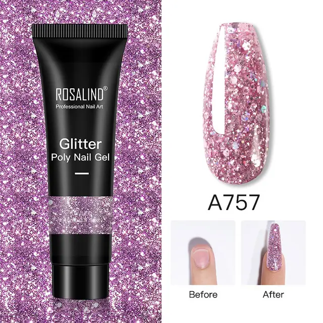 Glitter Poly Nail Gel Extension 15ml Gel Polish All For Manicure Poly Builder Gel Semi Permanent Soak Off Nail Art J - Shop at LoveMi