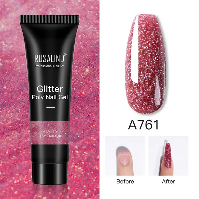 Glitter Poly Nail Gel Extension 15ml Gel Polish All For Manicure Poly Builder Gel Semi Permanent Soak Off Nail Art K - Shop at LoveMi