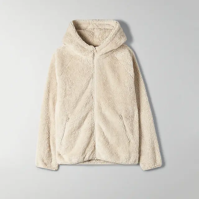 Casual Solid Color Long Sleeve Fleece Hoodie Beige - Shop at LoveMi