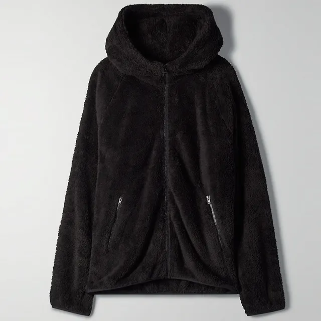 Casual Solid Color Long Sleeve Fleece Hoodie Black - Shop at LoveMi