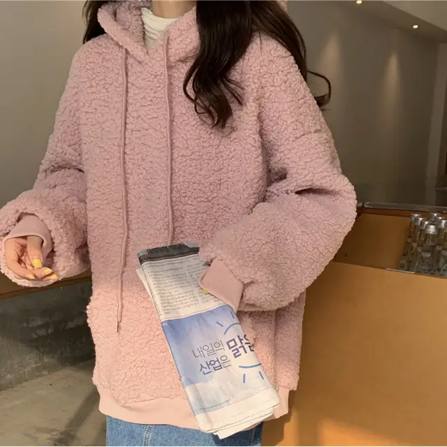 Lamb wool cute bear ear sweater Pink - Shop at LoveMi