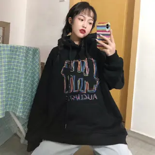Lazy Style Hooded Jacket Korean Style Loose Style Top - Black
