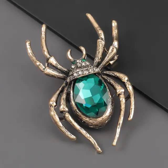 European And American Alloy Diamond Inlaid Spider Card Green - Shop at LoveMi