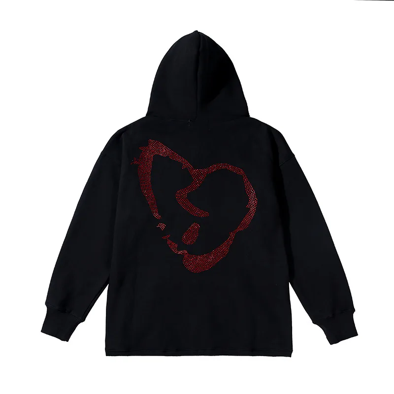 Hot Diamond Letter Hip Hop Loose Hooded Sweater B M - Shop at LoveMi