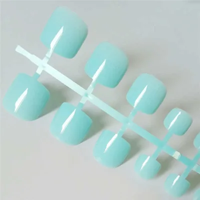 Bright Green Acrylic Fake Toe Nails Square Press On Nails Blue - Shop at LoveMi